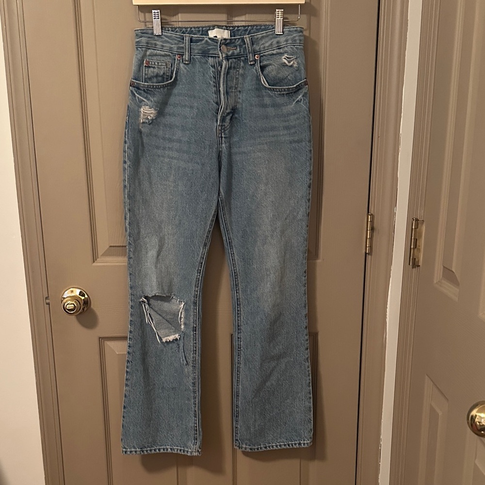 H&M Distressed Straight Leg Jeans